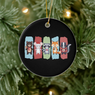 Weihnachtsfest Raccoon Opossum Winter Keramik Ornament