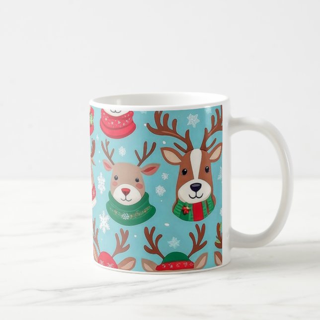 Weihnachtsfest Rentier mit Schneeflocken-Muster Kaffeetasse (Rechts)