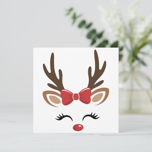 Weihnachtsfest Rentier Niedlicher Urlaub Winter Feiertagskarte (Stehend Vorderseite)