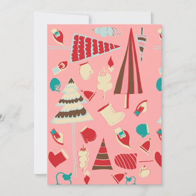 Weihnachtsfest Rosa Feiertagskarte (Vorderseite)