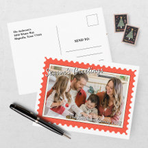 Weihnachtsfest-Rot-Briefmarken-Foto