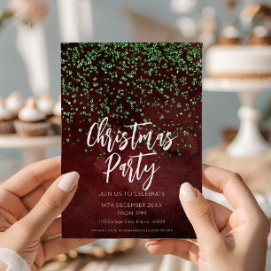 Weihnachtsfest Rot Grün Weihnachten Party Einladung
