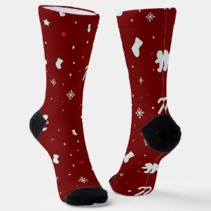 Weihnachtsfest rot und weiß socken