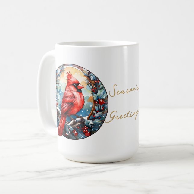 Weihnachtsfest Roter Kardinal Holly Berries Kaffeetasse (Vorderseite Links)