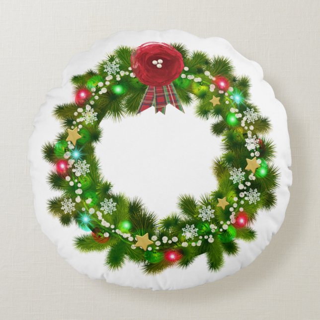 Weihnachtsfest Rundes Kissen (Vorderseite)