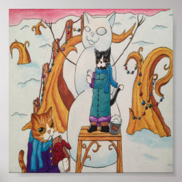 Weihnachtsfest Schneemannskatzen Poster