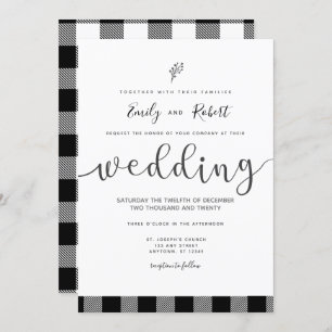 Weihnachtsfest Schwarz-weißes Buffalo Karierte Hoc Einladung