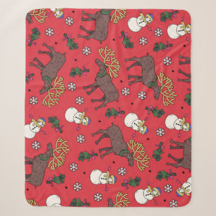 Weihnachtsfest: Snowman Pattern Sherpadecke