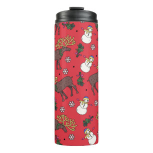 Weihnachtsfest: Snowman Pattern Thermosbecher