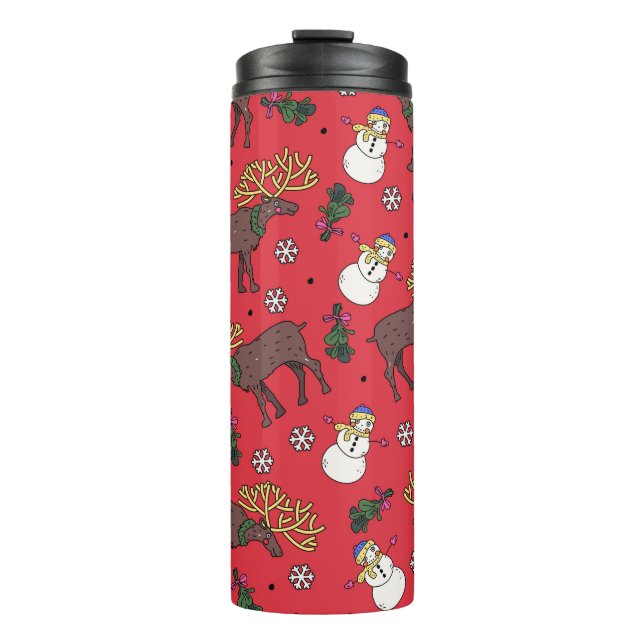 Weihnachtsfest: Snowman Pattern Thermosbecher (Vorderseite)