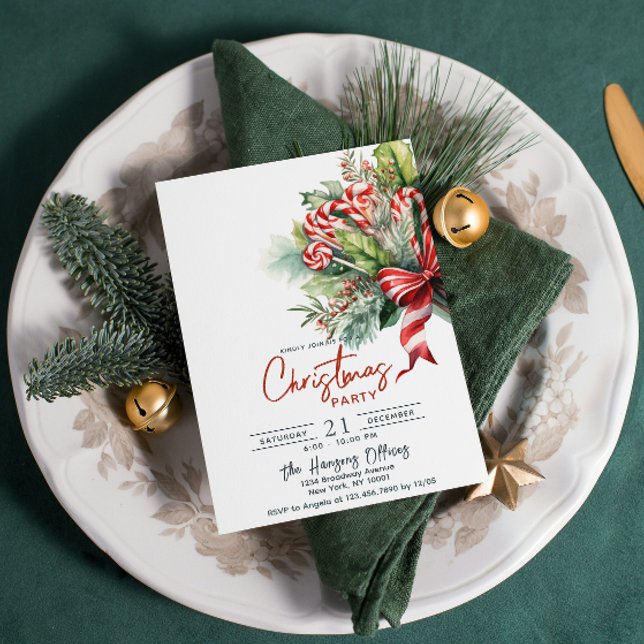 Weihnachtsfest süße Candy Canes Weihnachts-Party Einladung (Von Creator hochgeladen)