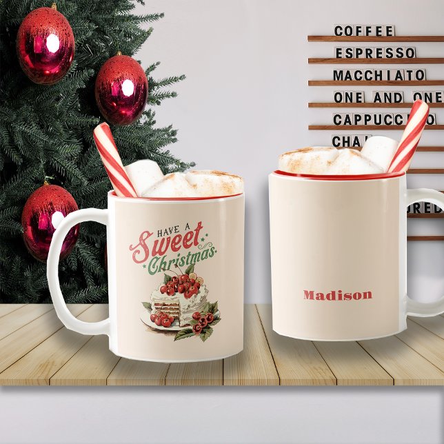 Weihnachtsfest Süßkuchen Individuelle Name Zweifarbige Tasse (Von Creator hochgeladen)