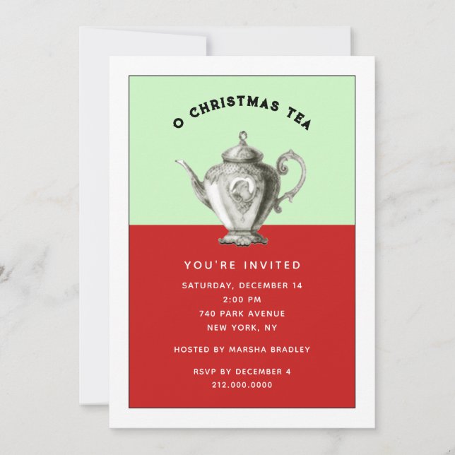 Weihnachtsfest Tea Party Einladungen (Vorderseite)