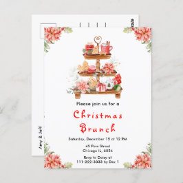 Weihnachtsfest Tee Party Rot Postkarte