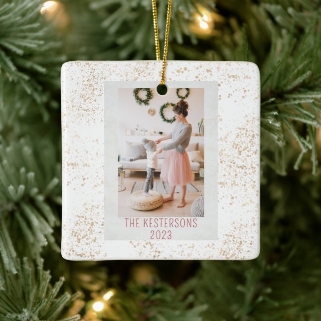 Weihnachtsfest Tiger-Foto Keramikornament (Baum)