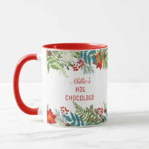 Weihnachtsfest Urlaub Floral Personalisiert Tasse