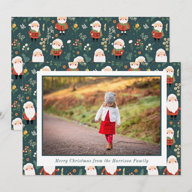 Weihnachtsfest Weihnachten-Pattern-Foto Feiertagskarte (Vorne/Hinten)