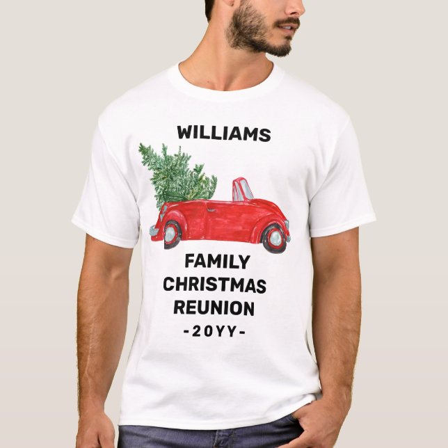 Weihnachtsfest Wiedersehen Personalisiert Red Car T-Shirt (Vorderseite)