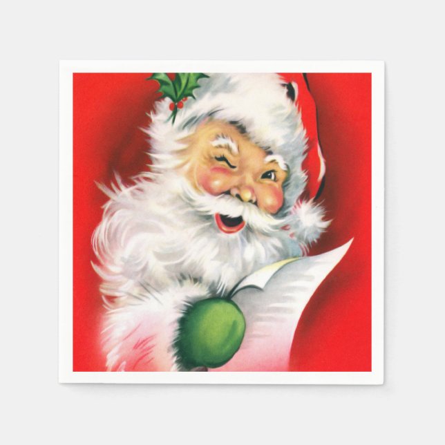 Weihnachtsfest Winking Santa Serviette (Vorderseite)