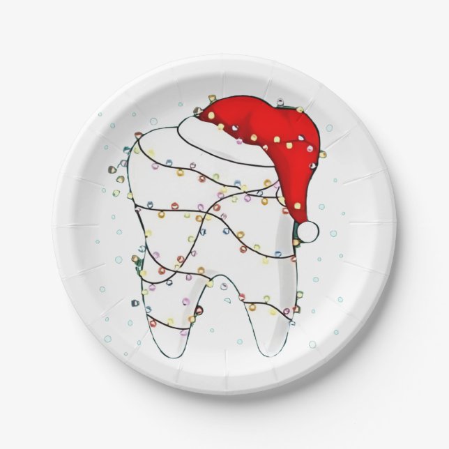 Weihnachtsfest Zahnarzt Feiertag Pappteller (Vorderseite)