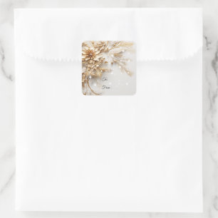 Weihnachtsfeste Blume und Berries Sparkon Quadratischer Aufkleber