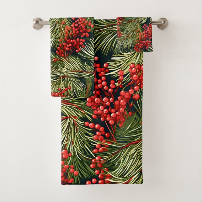 Weihnachtsfeste Branchen und Berries Badhandtuch Set (Insitu)
