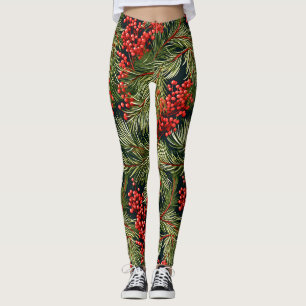 Weihnachtsfeste Branchen und Berries Leggings