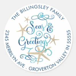 Weihnachtsfeste Frohe Festtage an der Küste Rückse Runder Aufkleber