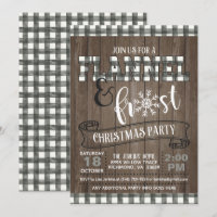 Weihnachtsfeste Party Einladung zwischen Flanell u
