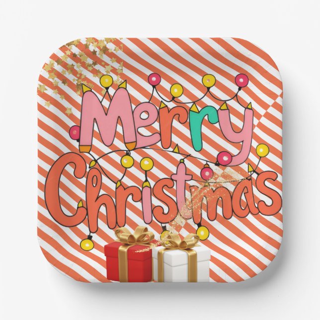 Weihnachtsfestliche Dekorationsornamente Pappteller (Vorderseite)