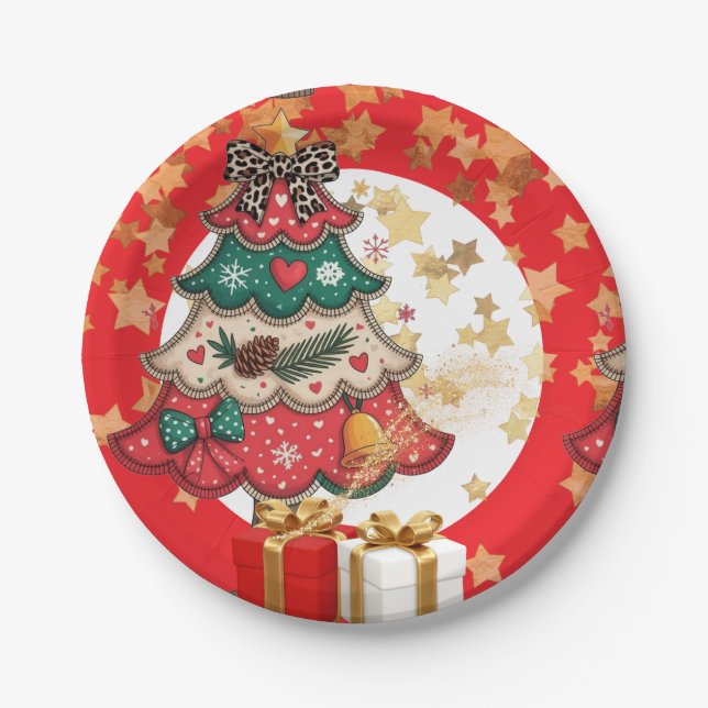 Weihnachtsfestliche Dekorationsornamente Pappteller (Vorderseite)