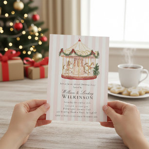 Weihnachtsfestliche Wasserfarben-Karussell-Feier Einladung