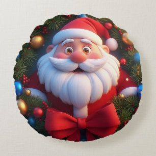 Weihnachtsfestliche Zeichentrickfigur Weihnachtsma Rundes Kissen