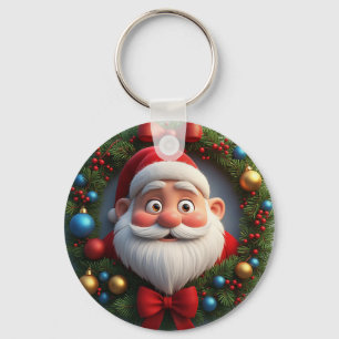 Weihnachtsfestliche Zeichentrickfigur Weihnachtsma Schlüsselanhänger