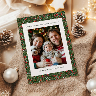 Weihnachtsfestliches Stechpalmenblatt-Feiertags-Fo Feiertagskarte