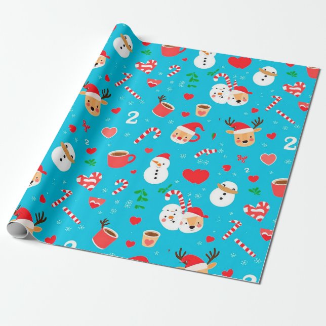 Weihnachtsfestmuster Geschenkpapier (Ungerollt)