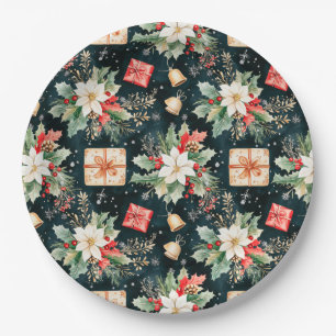 Weihnachtsfestspiele Poinsettia Blume Pappteller