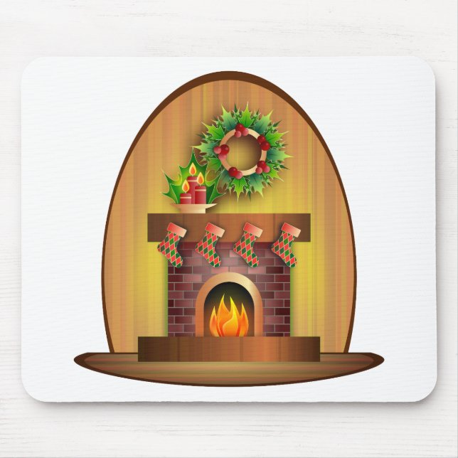 WeihnachtsFesttages-Strumpf-Kamin Mousepad (Vorne)