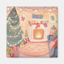 Weihnachtsfeuer für Wasserfarben Magnet