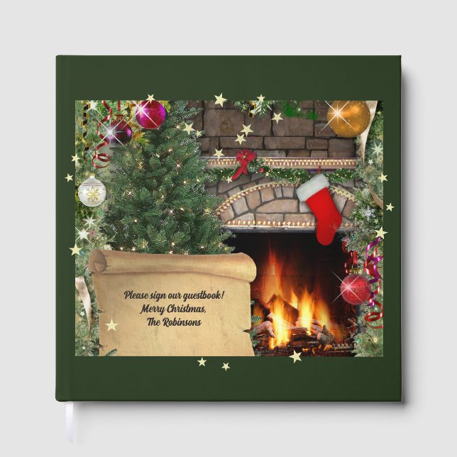 Weihnachtsfeuerplatz (anpassbar) gästebuch (Vorderseite)