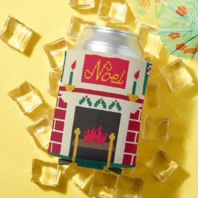 Weihnachtsfeuerplatz Rot Grün Weihnachten Crochet Dosenkühler (In Situ Sommer)