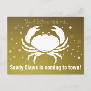 Weihnachtsfick Sandy Claws Gold Personalisiert Feiertagspostkarte