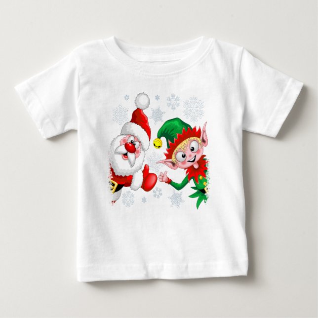 Weihnachtsfiguren von Weihnachten und Elfen stürme Baby T-shirt (Vorderseite)
