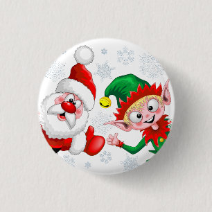 Weihnachtsfiguren von Weihnachten und Elfen stürme Button