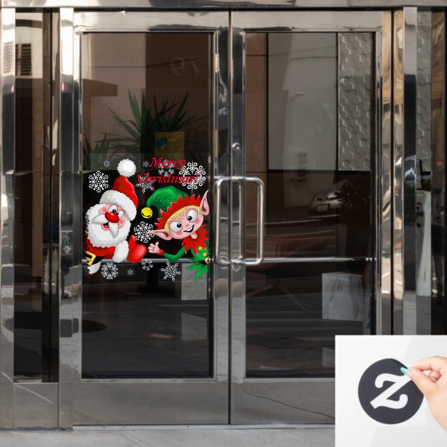 Weihnachtsfiguren von Weihnachten und Elfen stürme Fensteraufkleber (Büro Tür)