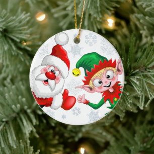 Weihnachtsfiguren von Weihnachten und Elfen stürme Keramik Ornament