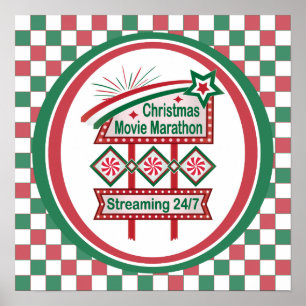 Weihnachtsfilm-Marathon Retro-Marquee-Festivität Poster
