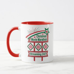 Weihnachtsfilm-Marathon Retro-Marquee-Festivität Tasse