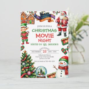 Weihnachtsfilm-Nacht-Feiertags-Party-Einladung Einladung