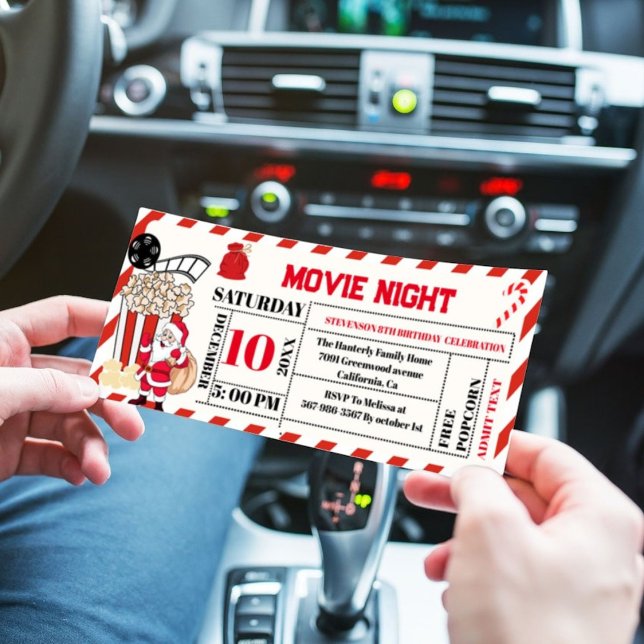 Weihnachtsfilm Nacht Geburtstagsparty Ticket Inval Einladung (Von Creator hochgeladen)